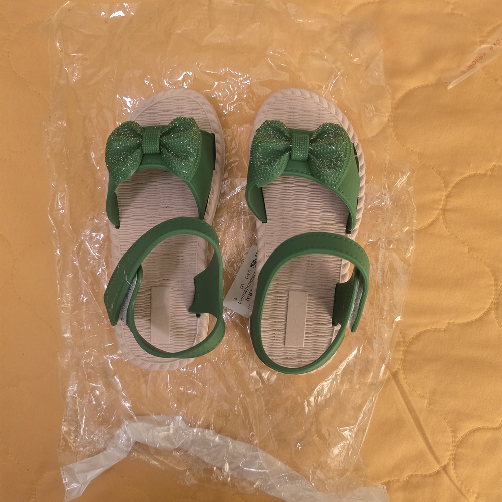 Green Kids Sandals with Bow